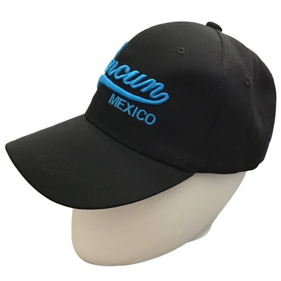 CANCUN MEN'S SNAP BACK BLACK HAT WITH FRONT LOGO - Picture 2 of 6